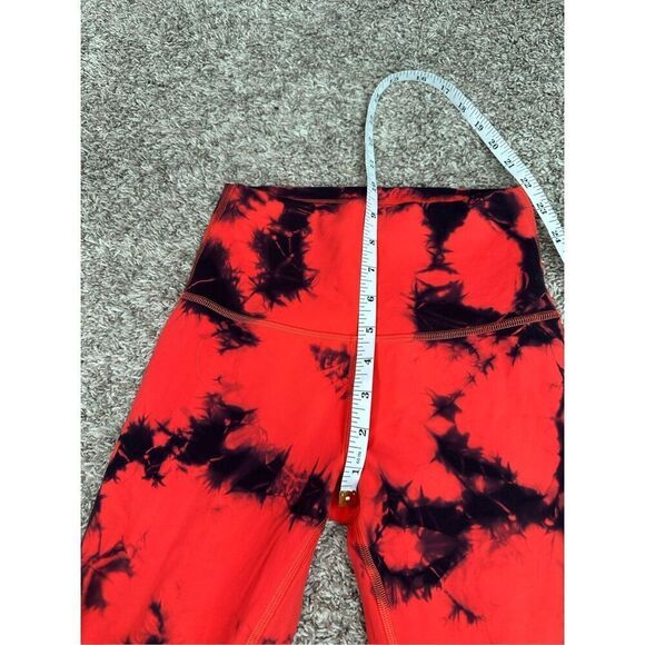 Lululemon Wunder Train High-Rise Crop 23" Wash Tie Dye Carnation Red Black 4 - Picture 8 of 9